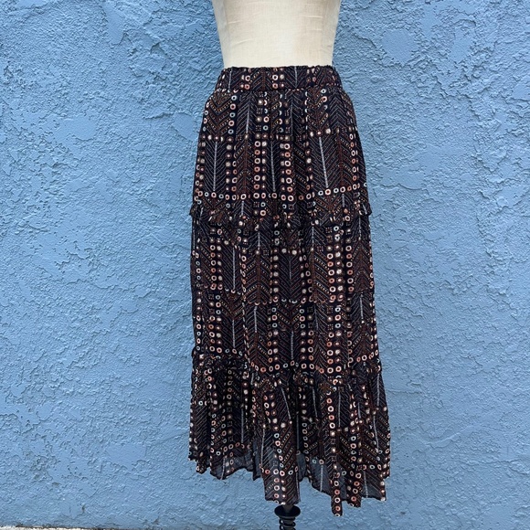Isabel Marant Etoile Skirt Tiered Diya Printed Cotton Maxi Size 4 or 36 - Picture 1 of 10